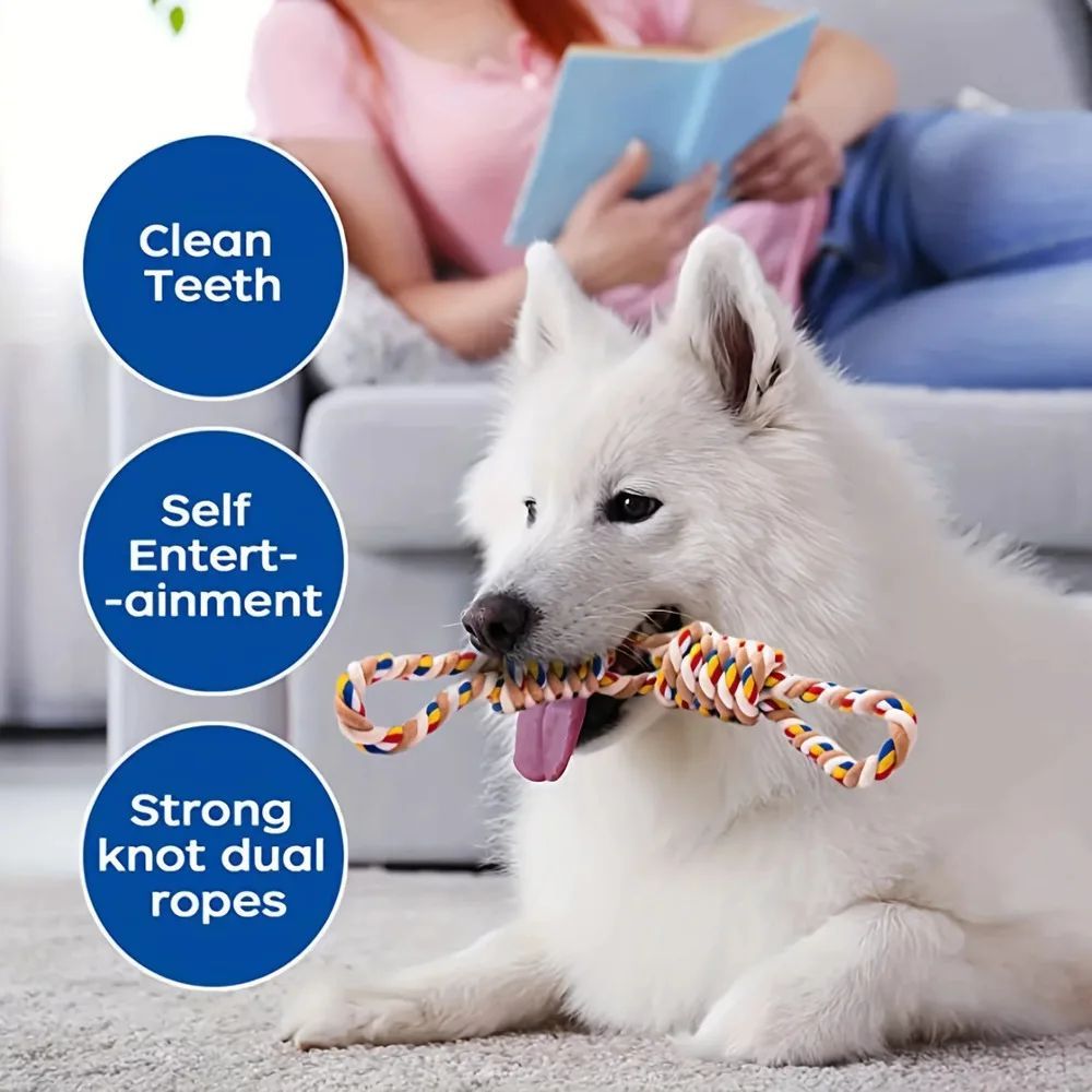 KFX-8272701 Large Rope Knot Toy for Dogs and Cats - Teeth Grinding and Boredom Relief Chew Toy for Interactive Play
