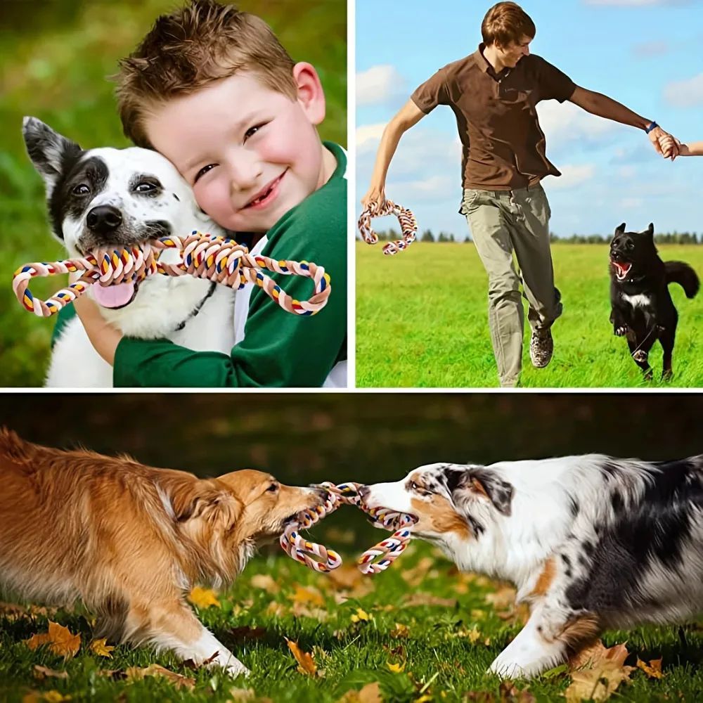 KFX-8272701 Large Rope Knot Toy for Dogs and Cats - Teeth Grinding and Boredom Relief Chew Toy for Interactive Play