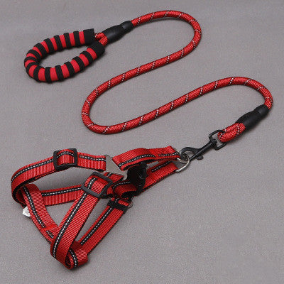 KFX-8273341 Nylon Adjustable Dog Leash and Chest Harness Set in Multiple Colors