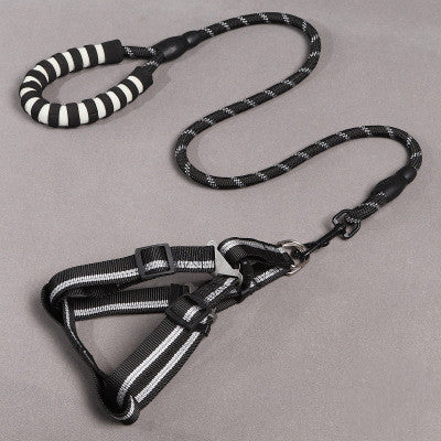 KFX-8273341 Nylon Adjustable Dog Leash and Chest Harness Set in Multiple Colors