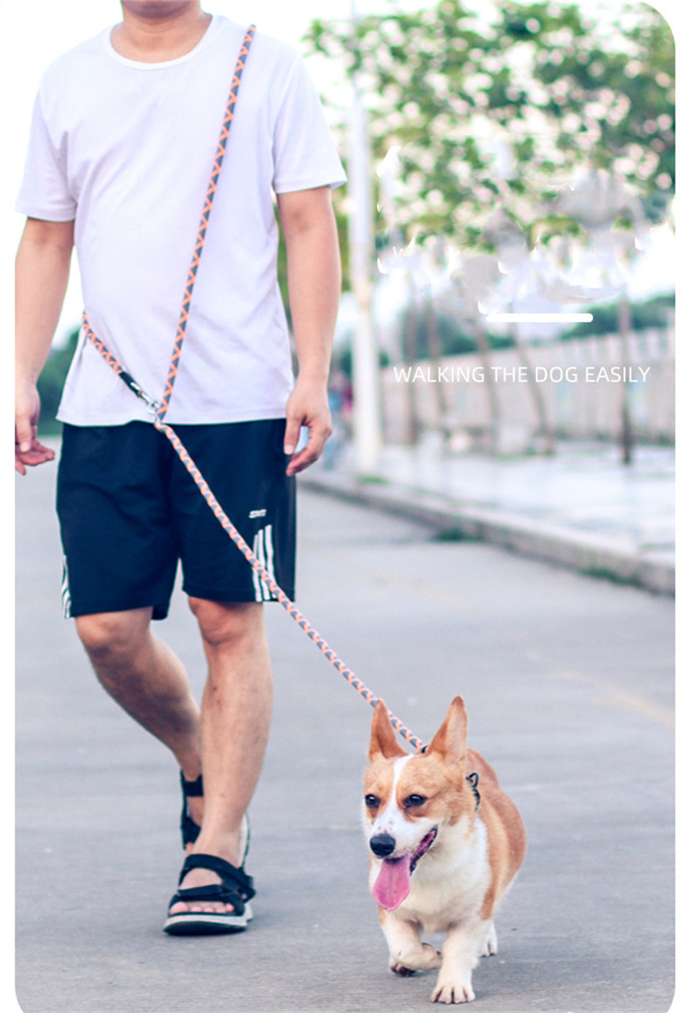 KFX-8273853 Multifunctional Adjustable Dog Traction Rope with Nylon Weave and High-Density Polyester