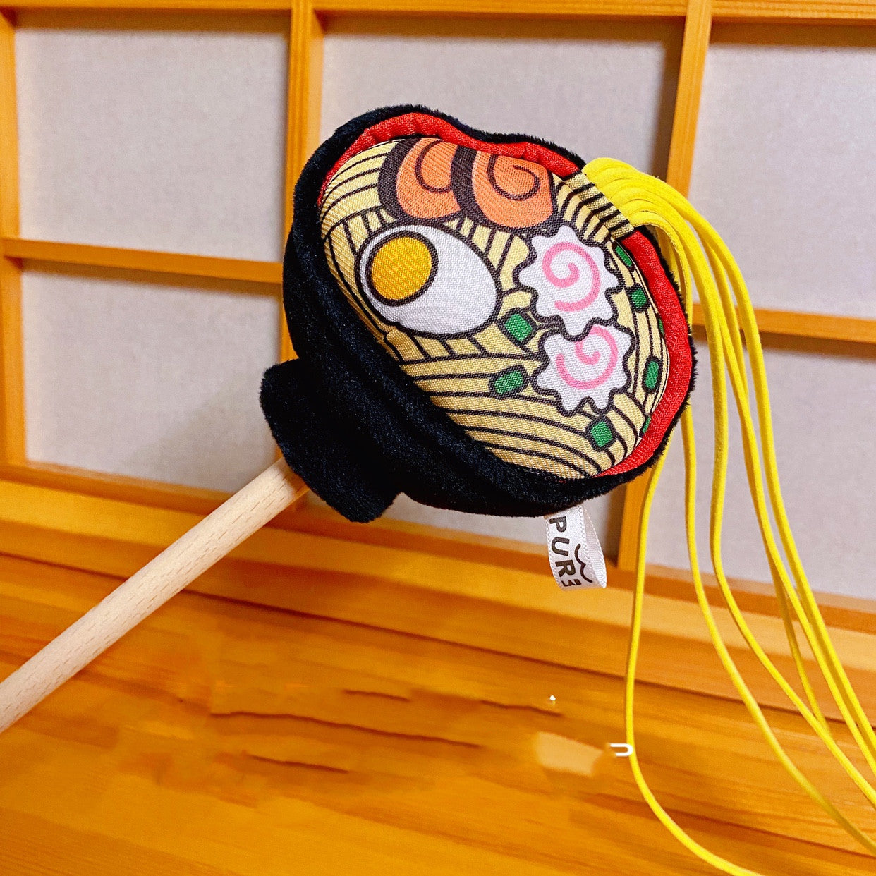 KFX-8276285 Plush Hot Pot Ramen and French Fries Cat Stick Toy for Interactive Play
