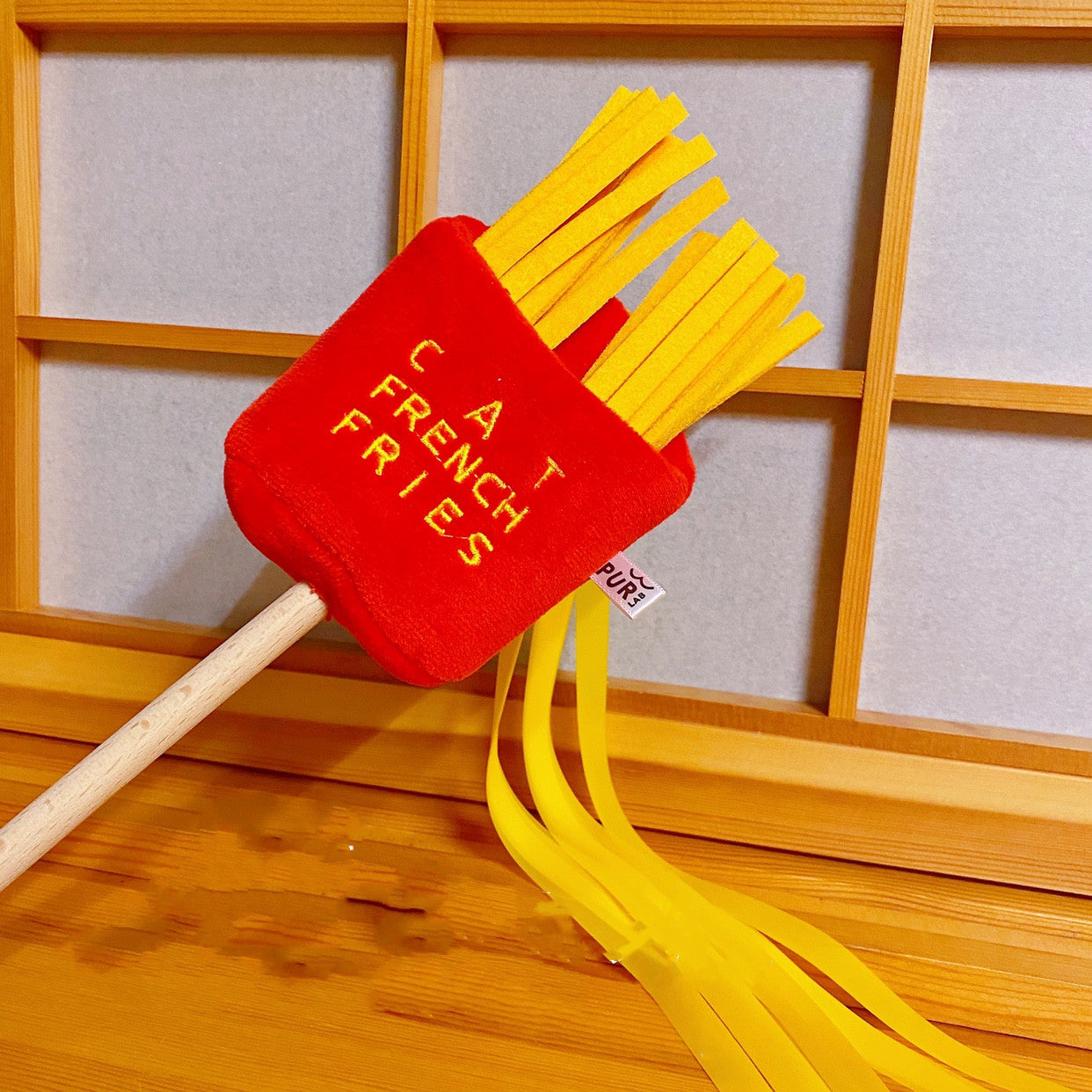 KFX-8276285 Plush Hot Pot Ramen and French Fries Cat Stick Toy for Interactive Play