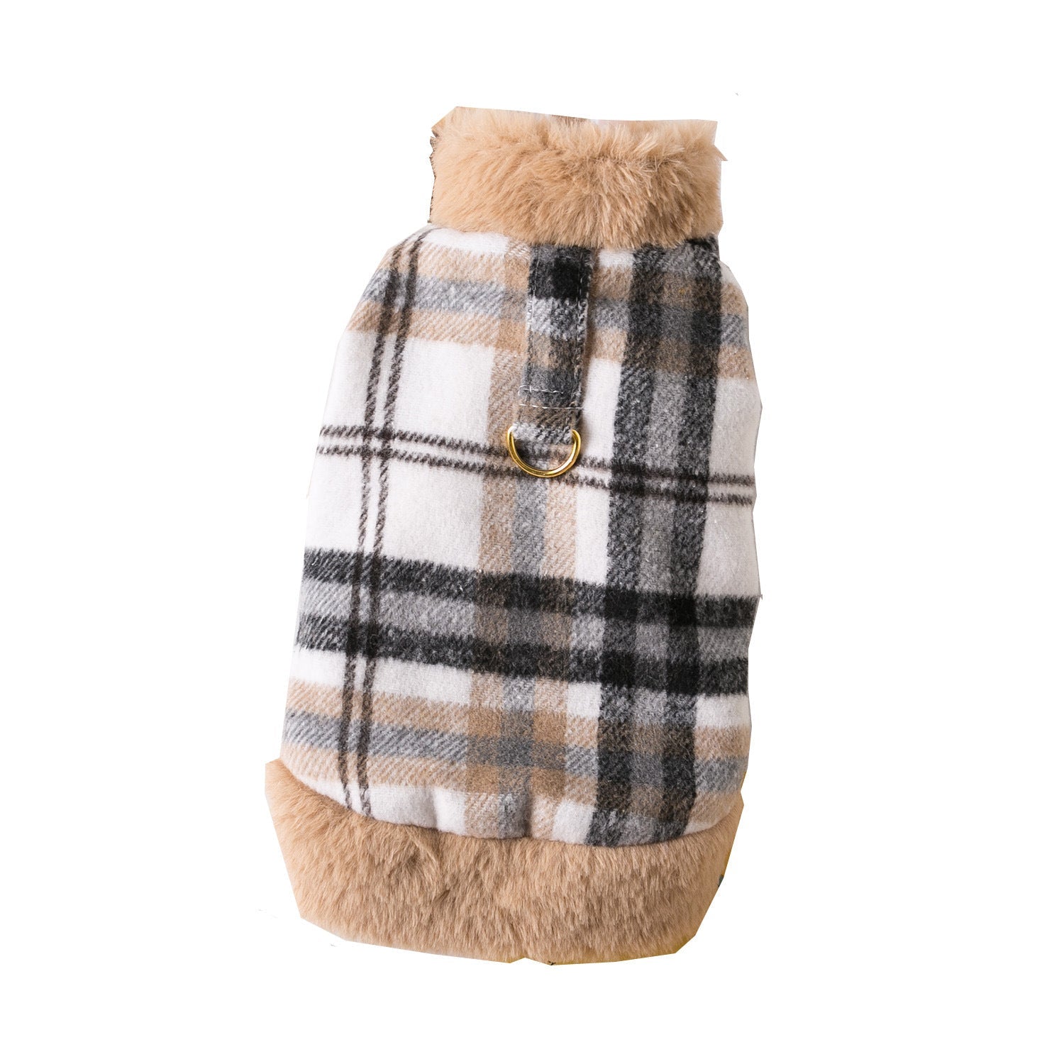KFX-8279485 Thickened Casual Pet Dog Apparel for Autumn and Winter in Khaki and Pink