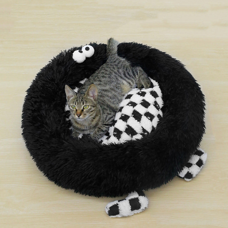 KFX-8279869 Cozy Plush Nest Bed for Small to Medium Pets, Warm Thick Mat for Deep Sleep in Autumn and Winter