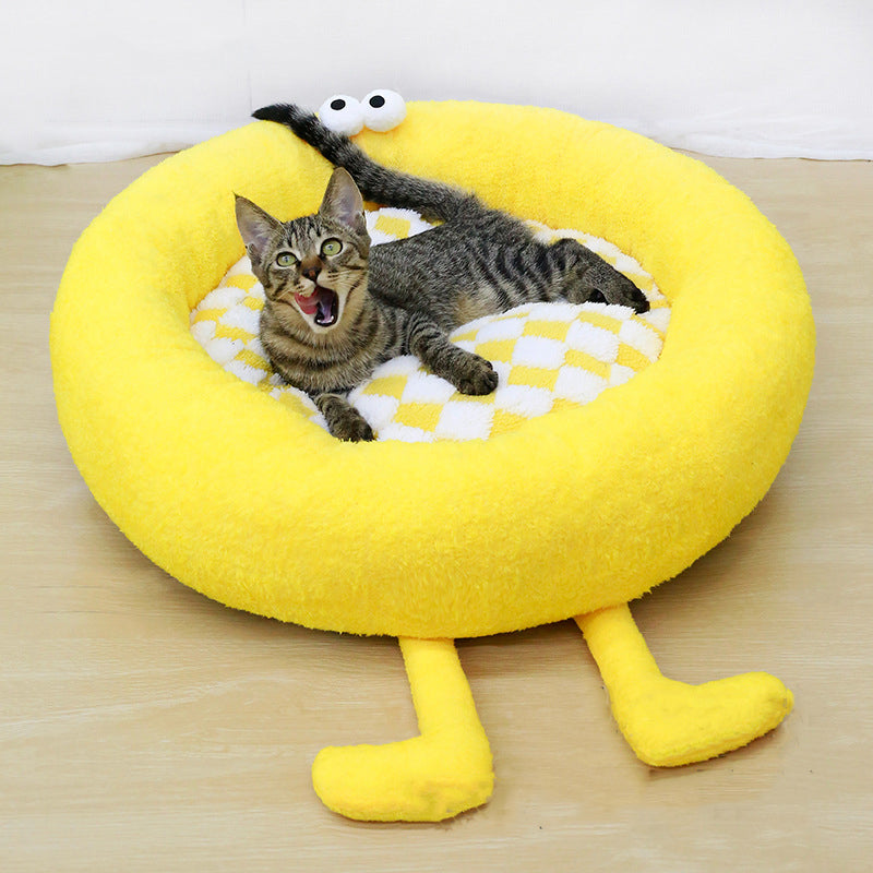 KFX-8279869 Cozy Plush Nest Bed for Small to Medium Pets, Warm Thick Mat for Deep Sleep in Autumn and Winter