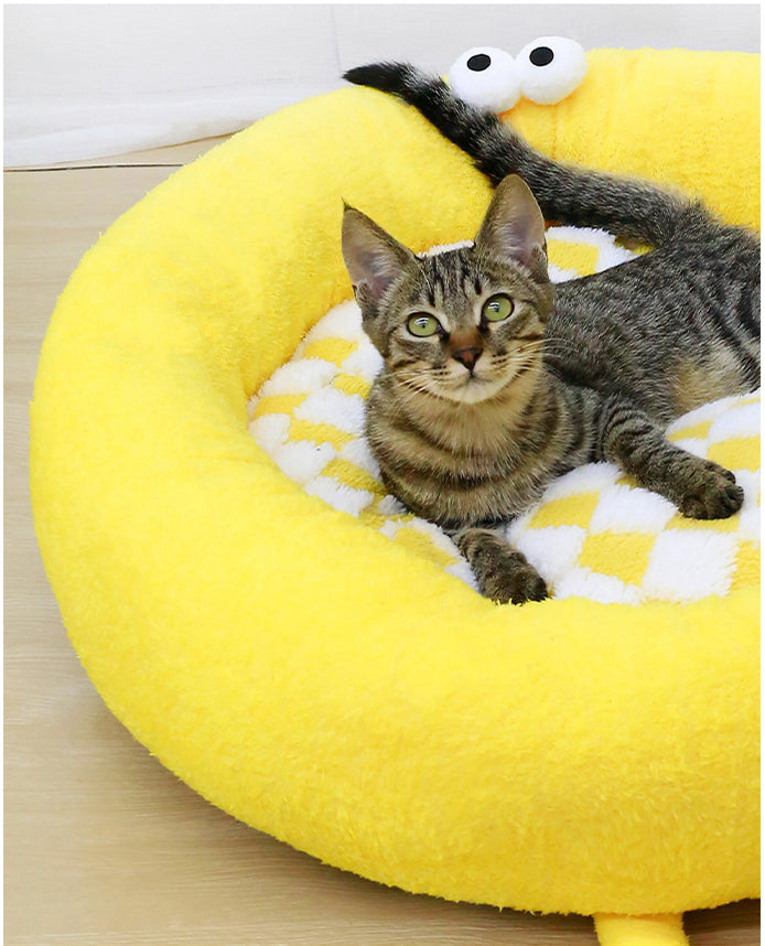 KFX-8279869 Cozy Plush Nest Bed for Small to Medium Pets, Warm Thick Mat for Deep Sleep in Autumn and Winter