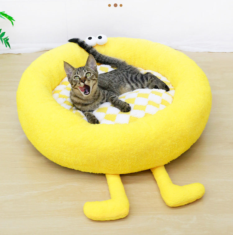 KFX-8279869 Cozy Plush Nest Bed for Small to Medium Pets, Warm Thick Mat for Deep Sleep in Autumn and Winter