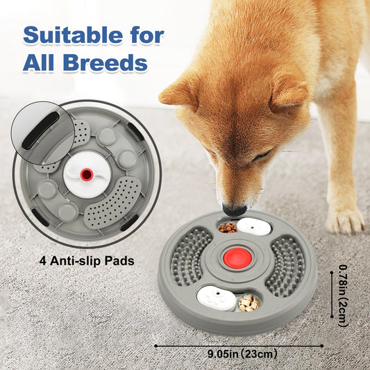 KFX-8279997 Pet Slow Feeder Bowl with Anti-Slip Design - 2 in 1 Treat Puzzle and Lick Mat for Cats and Dogs