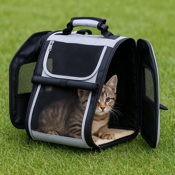 KFX-8282045 Expandable Pet Carrier Backpack with Breathable Mesh for Small Dogs and Cats, Holds Up to 26 lbs