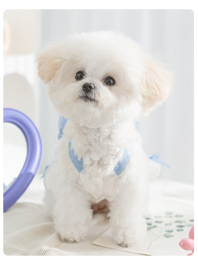 KFX-8284349 Elegant White Bow Princess Style Traction Dog Clothes for All Sizes