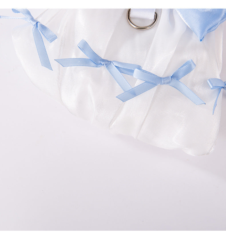 KFX-8284349 Elegant White Bow Princess Style Traction Dog Clothes for All Sizes