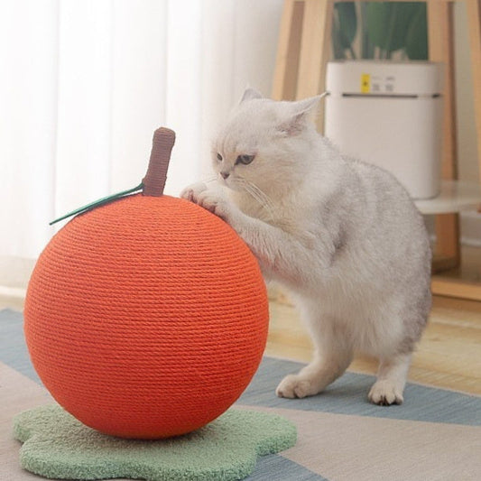 KFX-8285757 Oversized Cat Scratch Board with Hemp Rope Grip Ball in Orange