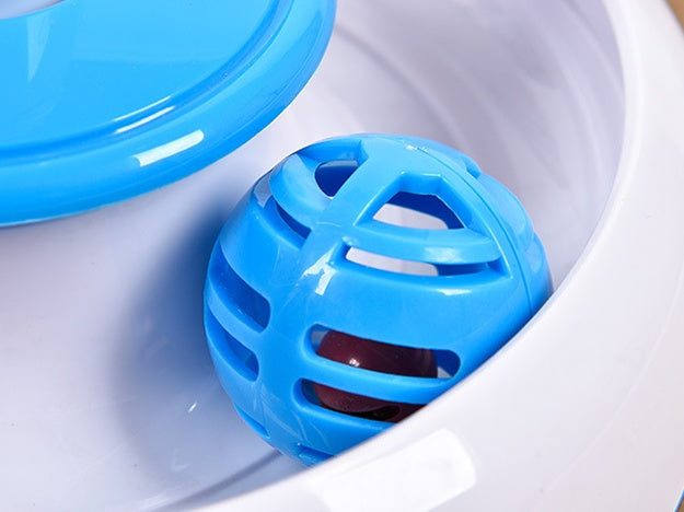 KFX-8286397 360-Degree Rotating Interactive Cat Toy Turntable with Feather Replenishment