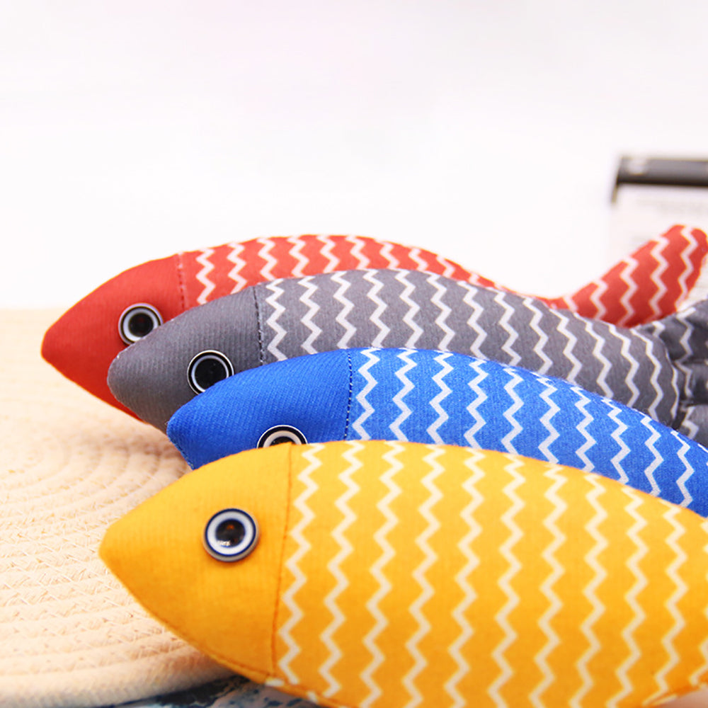 KFX-8287037 Catnip Fish Kicker Toy - Soft Plush Teething Pillow for Indoor Kittens - Durable, Crinkle Sound, Interactive Fun
