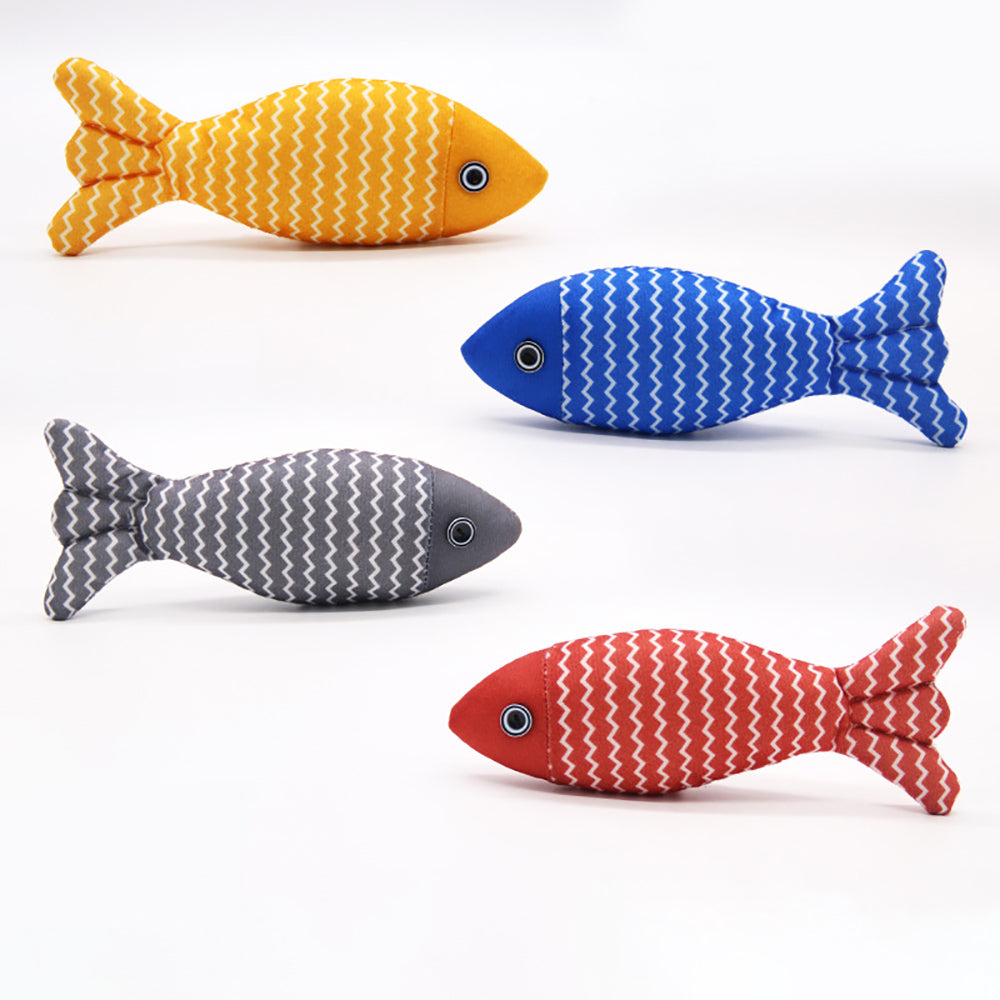KFX-8287037 Catnip Fish Kicker Toy - Soft Plush Teething Pillow for Indoor Kittens - Durable, Crinkle Sound, Interactive Fun