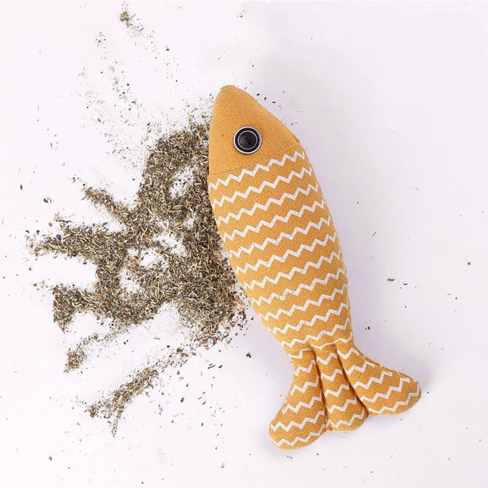 KFX-8287037 Catnip Fish Kicker Toy - Soft Plush Teething Pillow for Indoor Kittens - Durable, Crinkle Sound, Interactive Fun
