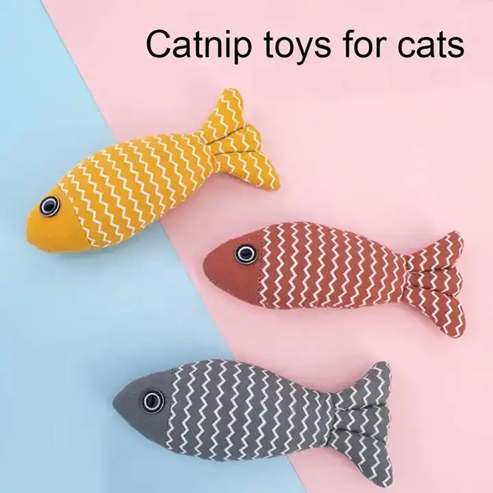 KFX-8287037 Catnip Fish Kicker Toy - Soft Plush Teething Pillow for Indoor Kittens - Durable, Crinkle Sound, Interactive Fun