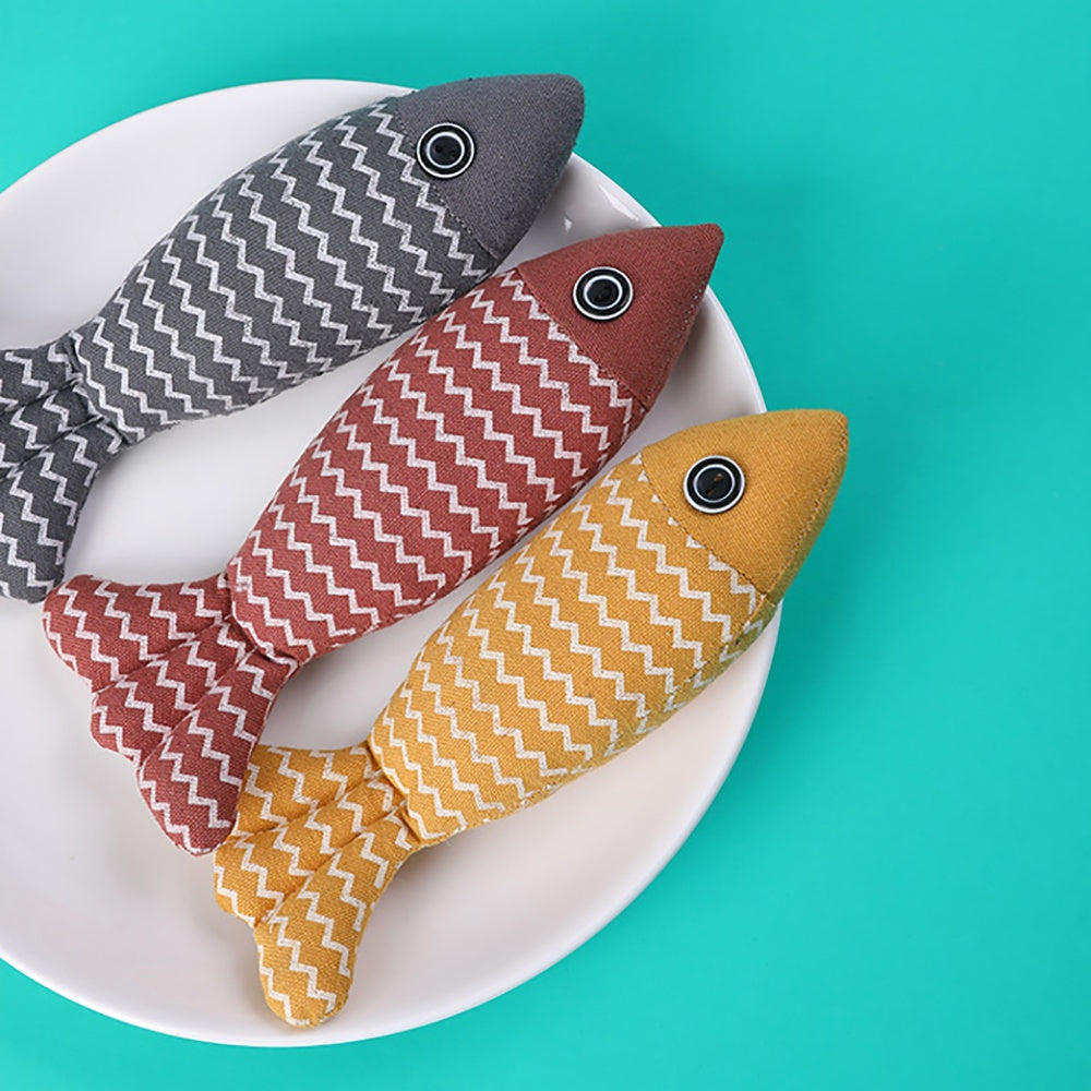 KFX-8287037 Catnip Fish Kicker Toy - Soft Plush Teething Pillow for Indoor Kittens - Durable, Crinkle Sound, Interactive Fun