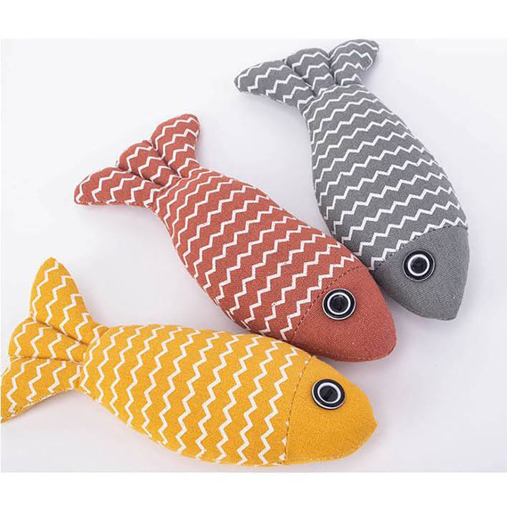 KFX-8287037 Catnip Fish Kicker Toy - Soft Plush Teething Pillow for Indoor Kittens - Durable, Crinkle Sound, Interactive Fun