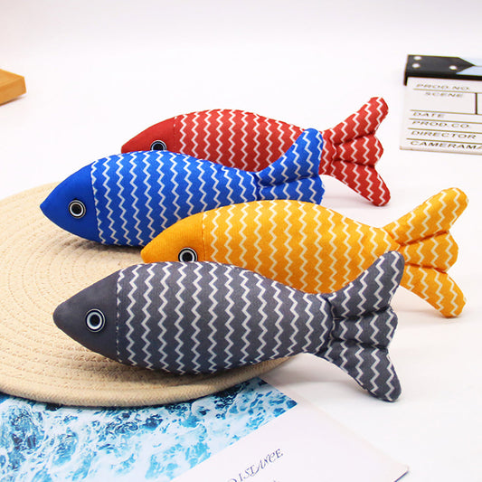 KFX-8287037 Catnip Fish Kicker Toy - Soft Plush Teething Pillow for Indoor Kittens - Durable, Crinkle Sound, Interactive Fun