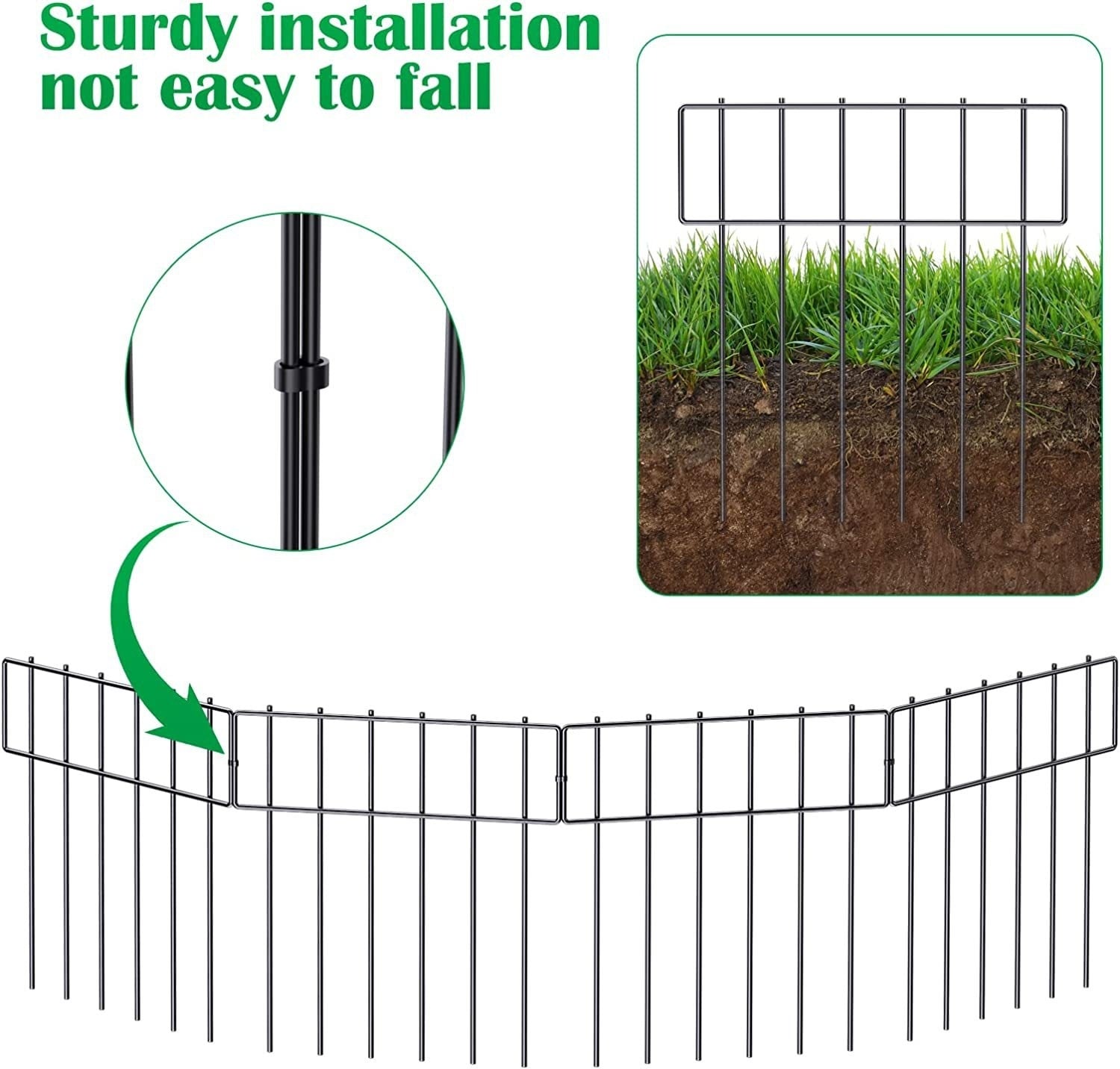 KFX-8287165 Metal Garden Floor Anti-Animal Fence - 5 Pack Steel Wire Barrier (33x43x0.35 cm)