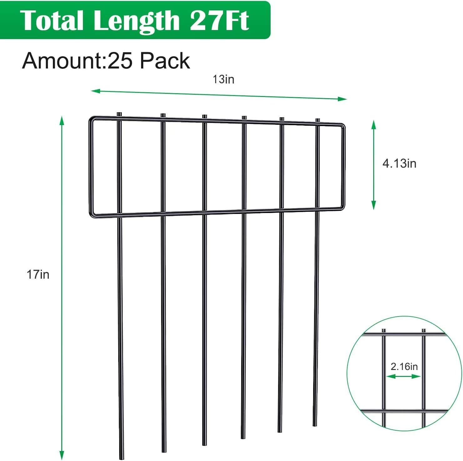 KFX-8287165 Metal Garden Floor Anti-Animal Fence - 5 Pack Steel Wire Barrier (33x43x0.35 cm)