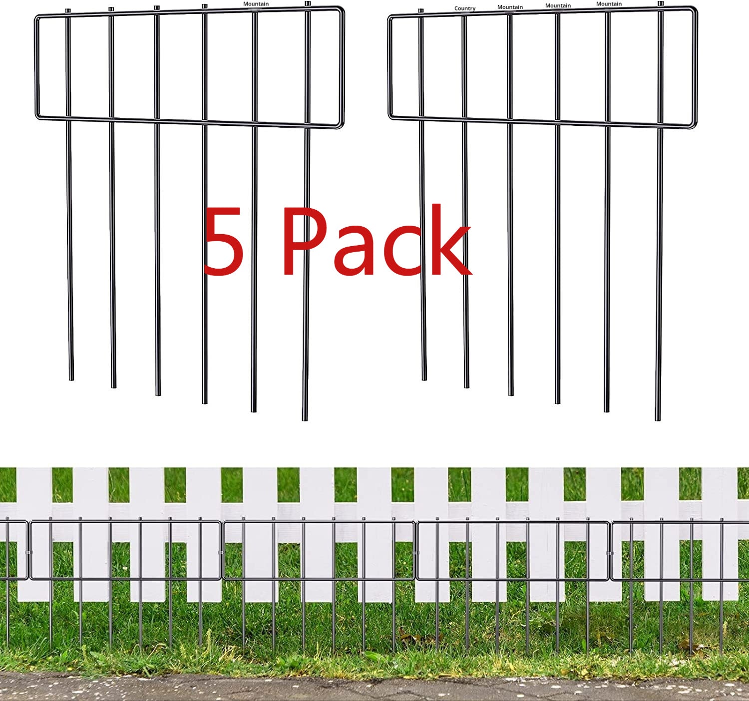 KFX-8287165 Metal Garden Floor Anti-Animal Fence - 5 Pack Steel Wire Barrier (33x43x0.35 cm)