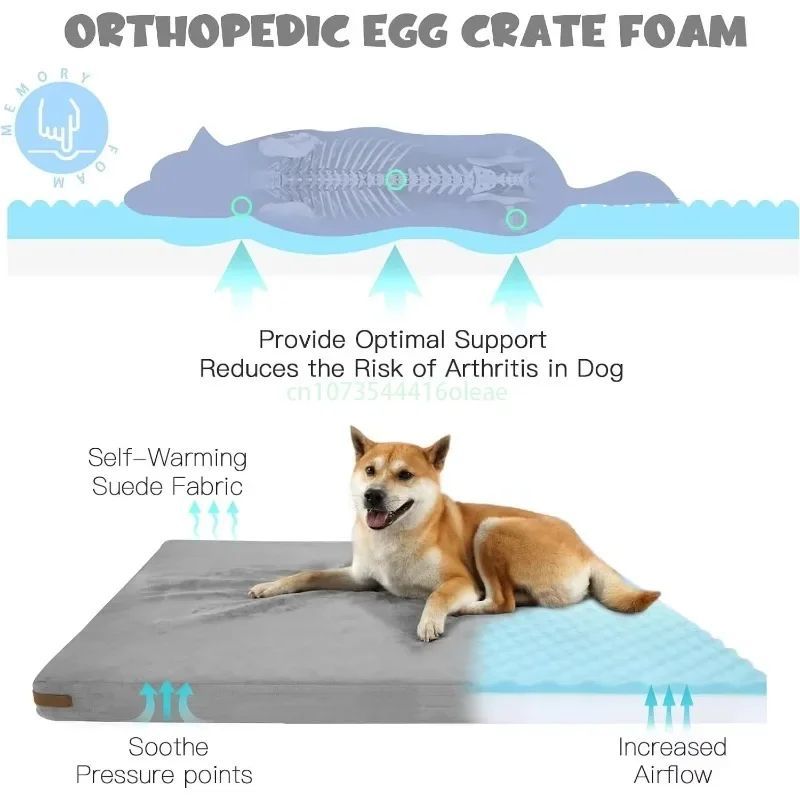 KFX-8287421 Double-Sided Waterproof Dog Bed for Medium to Small Dogs - Bite-Resistant Leather, Removable Crate Mat