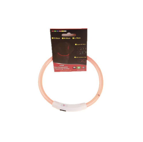 KFX-8287549 USB Rechargeable Glow-in-the-Dark Safety Collar for Dogs - Visible Up to 500 Meters, Available in Multiple Sizes
