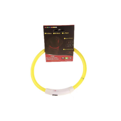 KFX-8287549 USB Rechargeable Glow-in-the-Dark Safety Collar for Dogs - Visible Up to 500 Meters, Available in Multiple Sizes