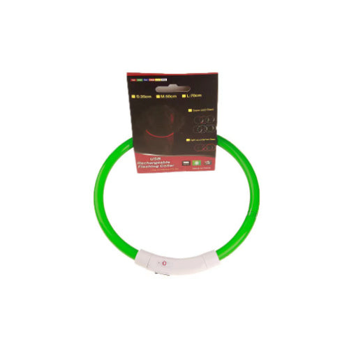 KFX-8287549 USB Rechargeable Glow-in-the-Dark Safety Collar for Dogs - Visible Up to 500 Meters, Available in Multiple Sizes