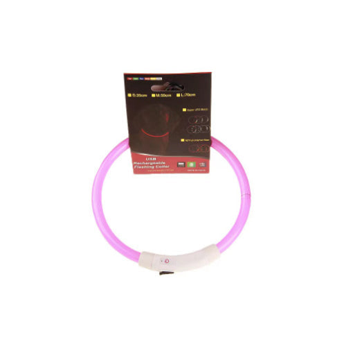 KFX-8287549 USB Rechargeable Glow-in-the-Dark Safety Collar for Dogs - Visible Up to 500 Meters, Available in Multiple Sizes