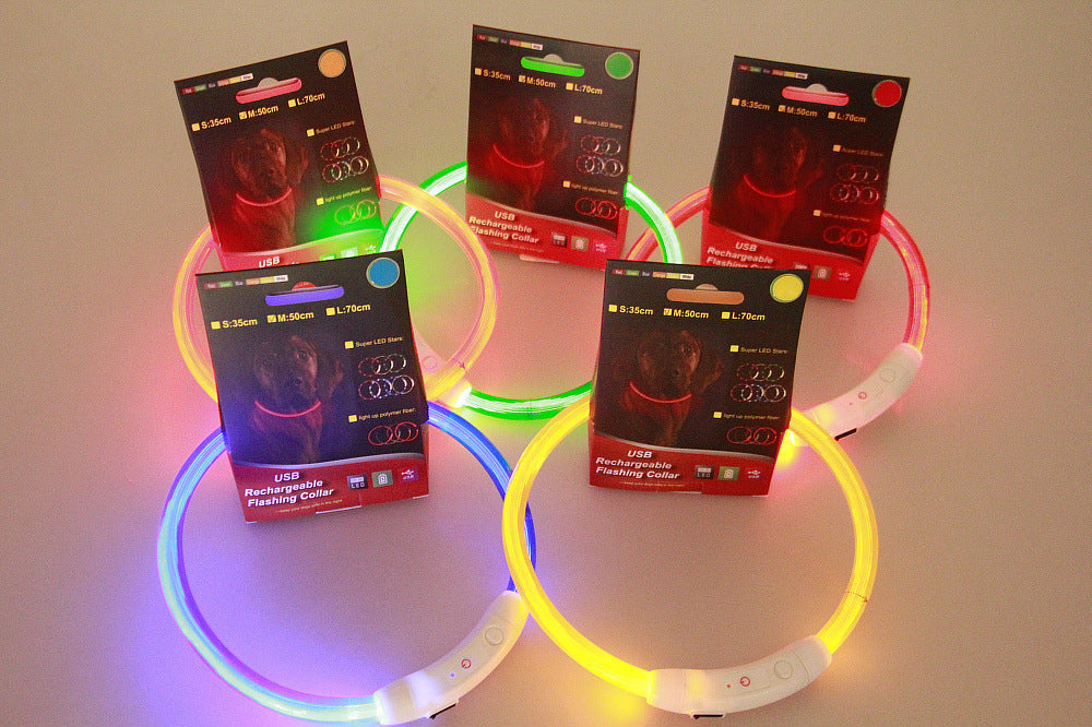 KFX-8287549 USB Rechargeable Glow-in-the-Dark Safety Collar for Dogs - Visible Up to 500 Meters, Available in Multiple Sizes