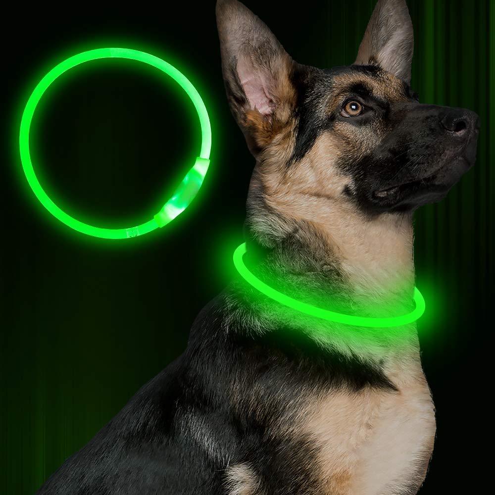 KFX-8287549 USB Rechargeable Glow-in-the-Dark Safety Collar for Dogs - Visible Up to 500 Meters, Available in Multiple Sizes