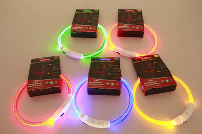 KFX-8287549 USB Rechargeable Glow-in-the-Dark Safety Collar for Dogs - Visible Up to 500 Meters, Available in Multiple Sizes