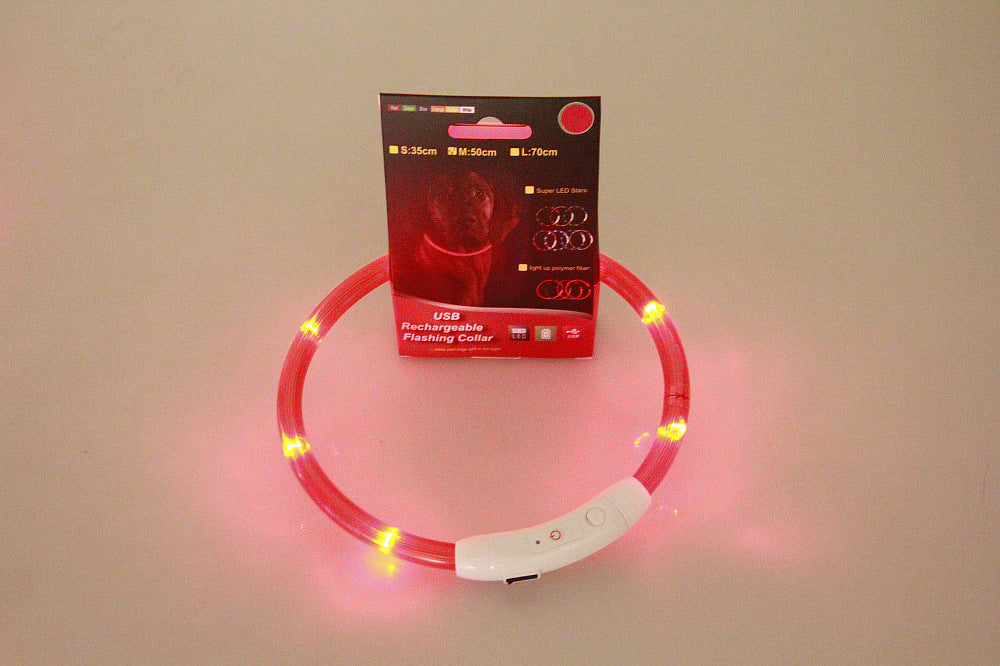 KFX-8287549 USB Rechargeable Glow-in-the-Dark Safety Collar for Dogs - Visible Up to 500 Meters, Available in Multiple Sizes