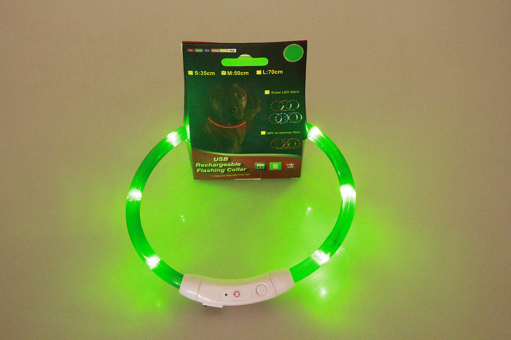 KFX-8287549 USB Rechargeable Glow-in-the-Dark Safety Collar for Dogs - Visible Up to 500 Meters, Available in Multiple Sizes