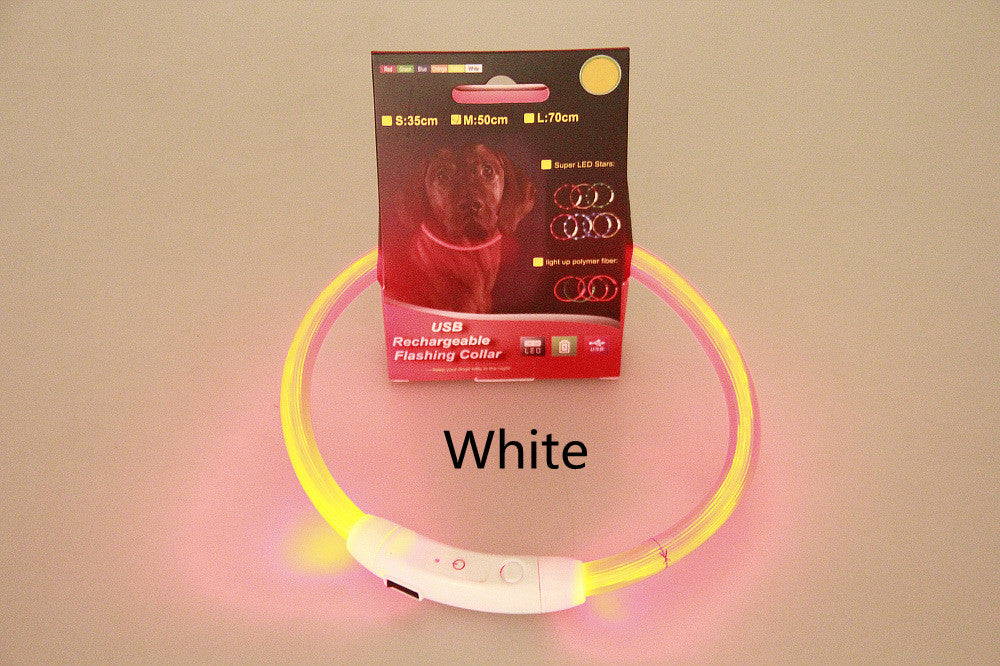 KFX-8287549 USB Rechargeable Glow-in-the-Dark Safety Collar for Dogs - Visible Up to 500 Meters, Available in Multiple Sizes