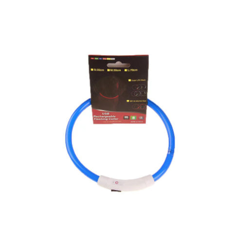 KFX-8287549 USB Rechargeable Glow-in-the-Dark Safety Collar for Dogs - Visible Up to 500 Meters, Available in Multiple Sizes