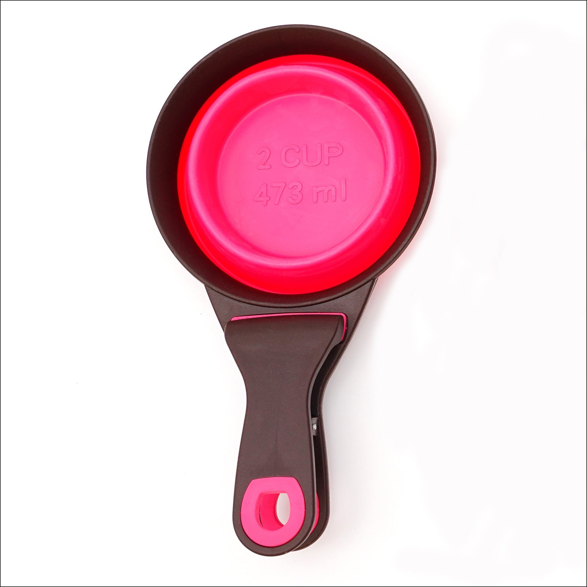 KFX-8289341 Folding Silicone Pet Bowl with Measuring Spoon and Storage Clip for Dogs and Cats