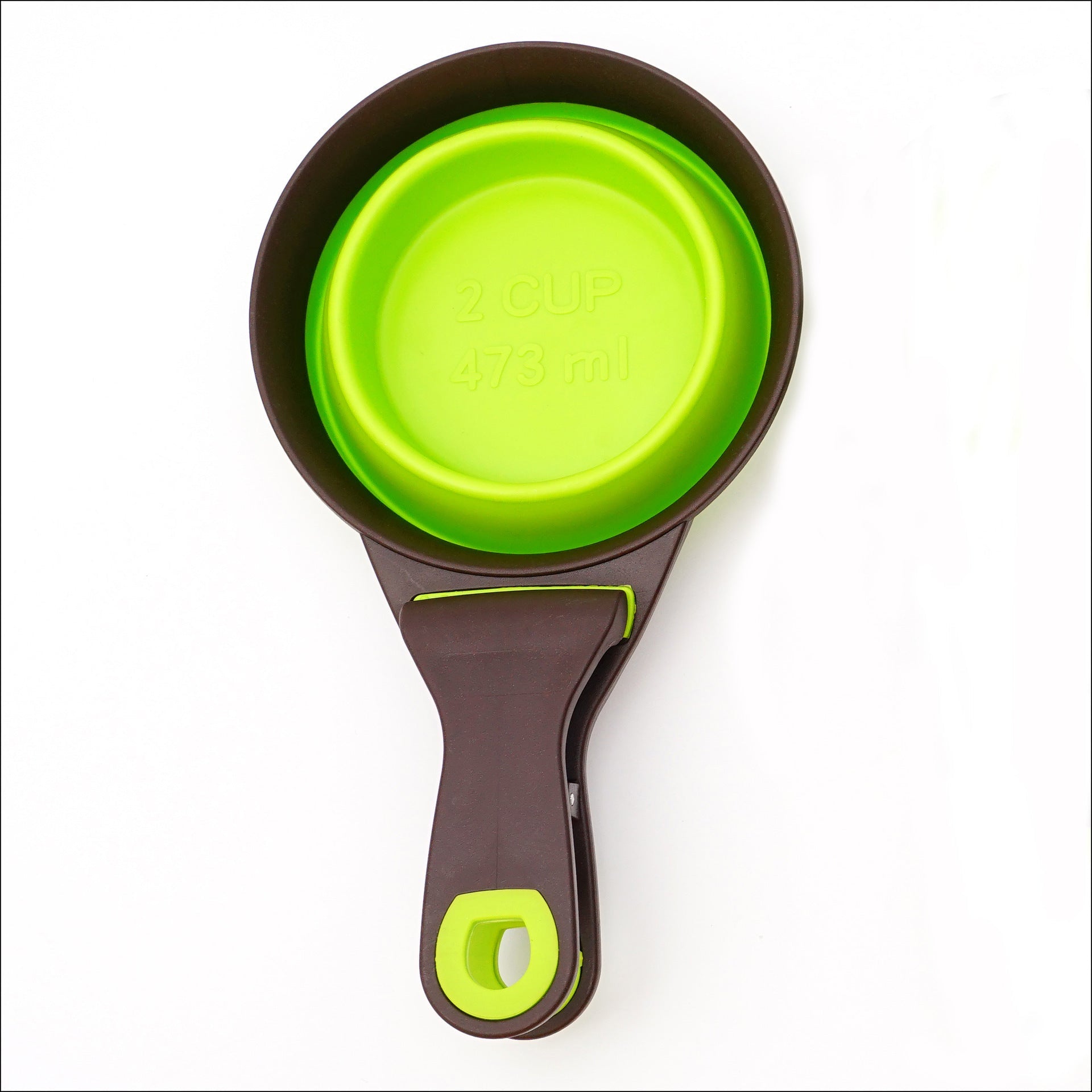 KFX-8289341 Folding Silicone Pet Bowl with Measuring Spoon and Storage Clip for Dogs and Cats