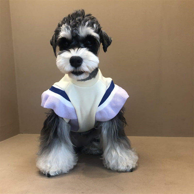 KFX-8290621 Puppies' Autumn and Winter Color Blocked Padded Sweatshirt in Purple and Green