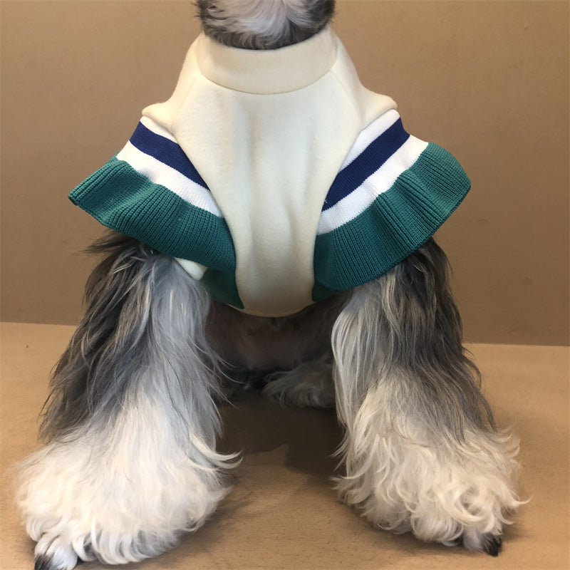 KFX-8290621 Puppies' Autumn and Winter Color Blocked Padded Sweatshirt in Purple and Green