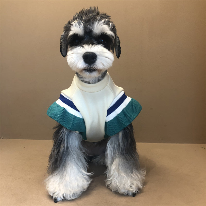 KFX-8290621 Puppies' Autumn and Winter Color Blocked Padded Sweatshirt in Purple and Green