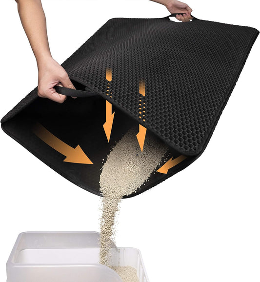 KFX-8292797 Cat Litter Trapping Mat with Honeycomb Double Layer Design, Waterproof and Washable for Easy Cleanup