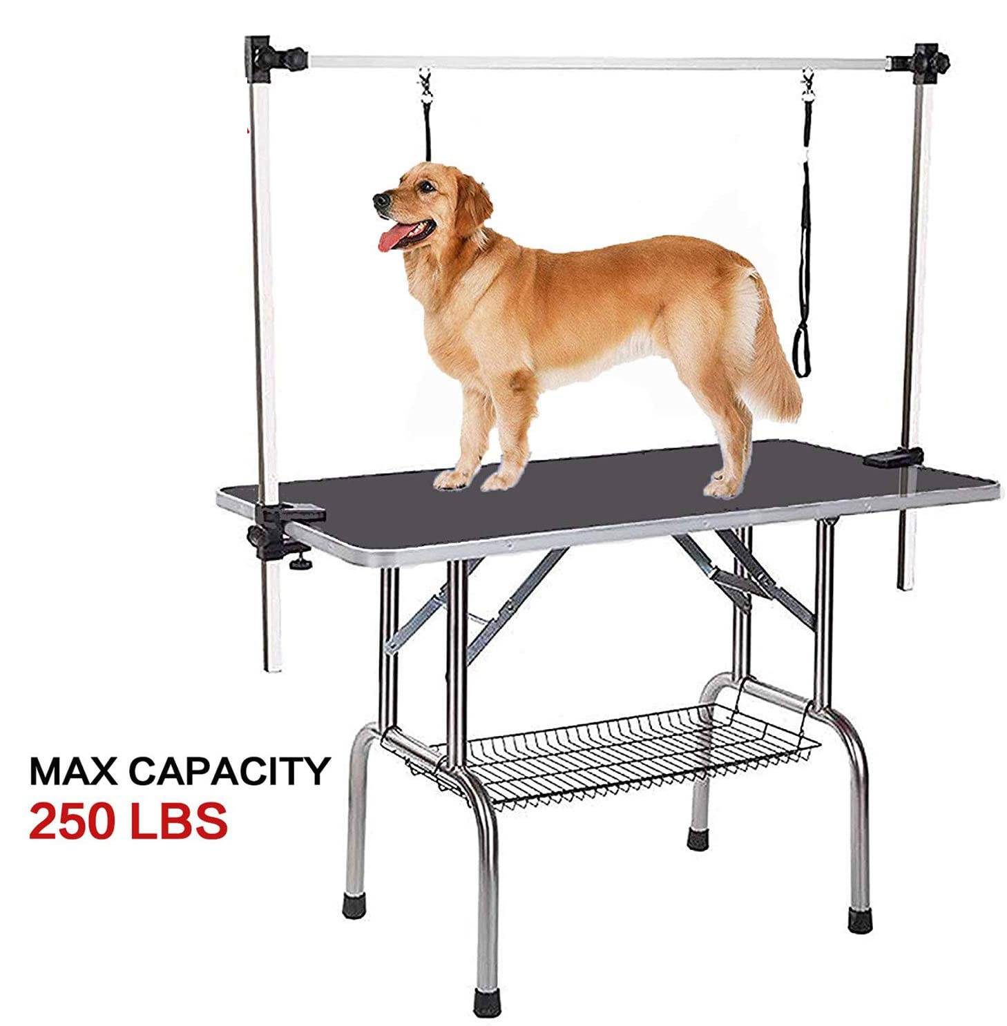 KFX-8293181 Adjustable Heavy Duty Dog Grooming Table with Non-Slip Surface and Folding Design, 36 x 23.8 Inches