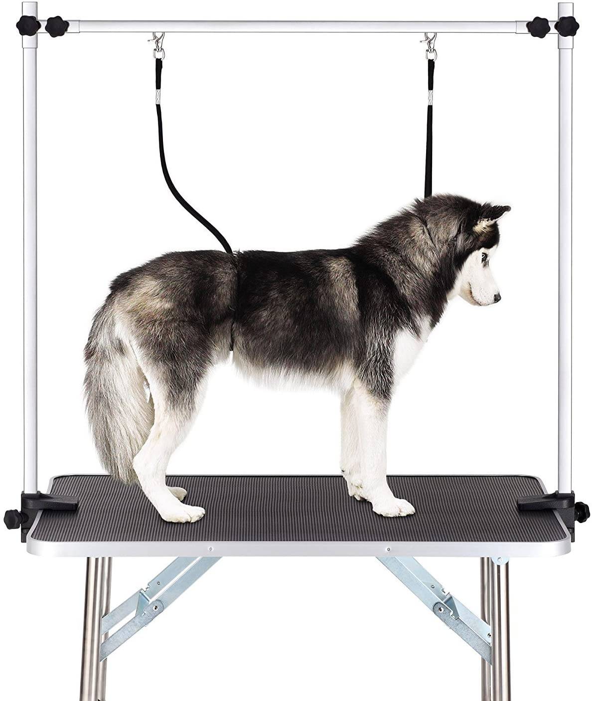KFX-8293181 Adjustable Heavy Duty Dog Grooming Table with Non-Slip Surface and Folding Design, 36 x 23.8 Inches