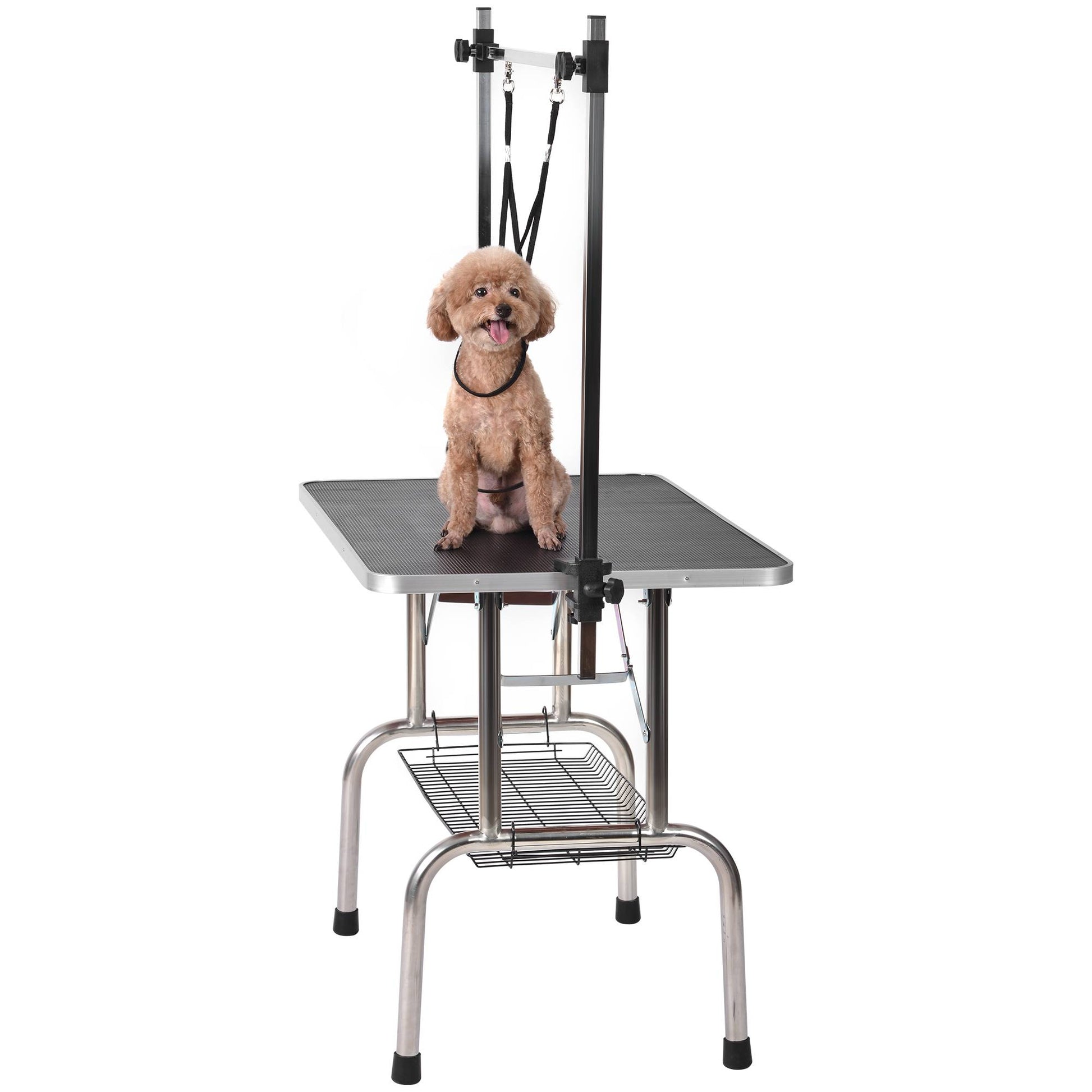 KFX-8293181 Adjustable Heavy Duty Dog Grooming Table with Non-Slip Surface and Folding Design, 36 x 23.8 Inches