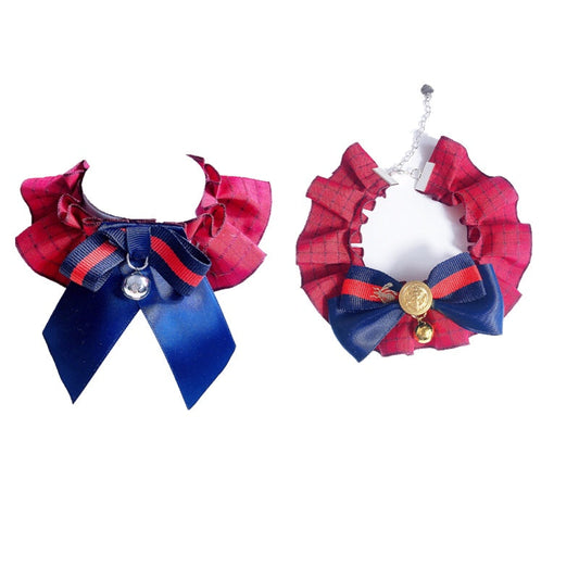 KFX-8293309 British Retro Style Bow Tie Collar with Bell for Dogs and Cats - Multiple Colors and Sizes Available